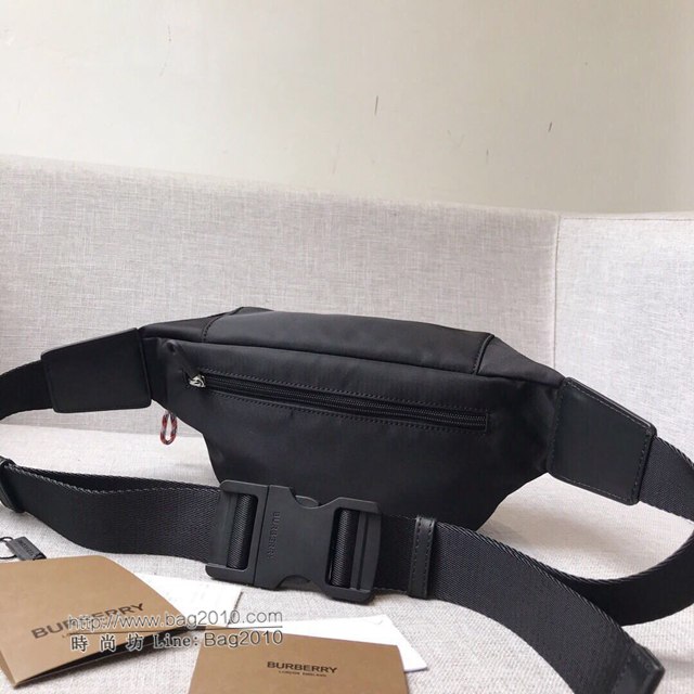 Burberry專櫃新款包包 巴寶莉黑色帆布腰包胸包挎包  db1007